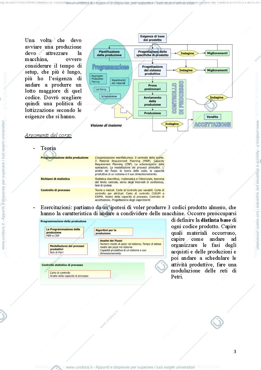 Anteprima pagina 3 — Riassunto Programmazione e controllo della produzione