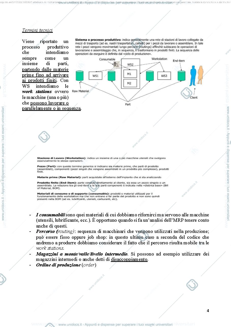 Anteprima pagina 4 — Riassunto Programmazione e controllo della produzione