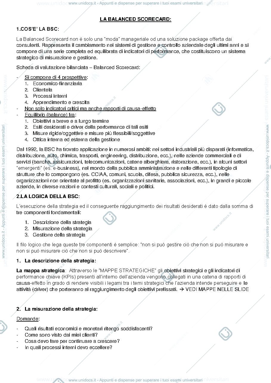 Anteprima pagina 1 — Balanced Scorecard