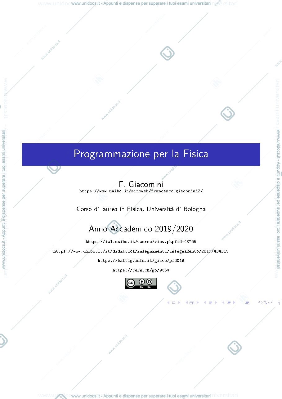 Anteprima pagina 1 — Slide delle lezioni del corso
