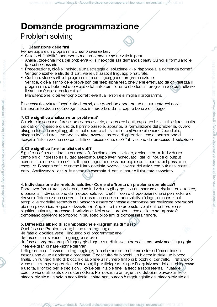 Anteprima pagina 1 — Domande programmazione