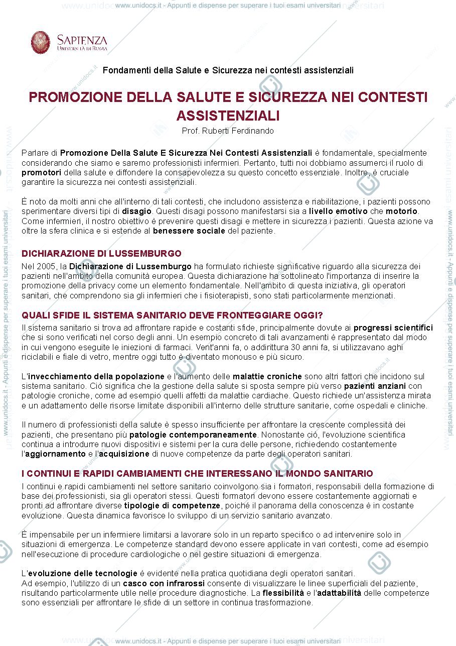 Anteprima pagina 1 — promozione salute e sicurezza 