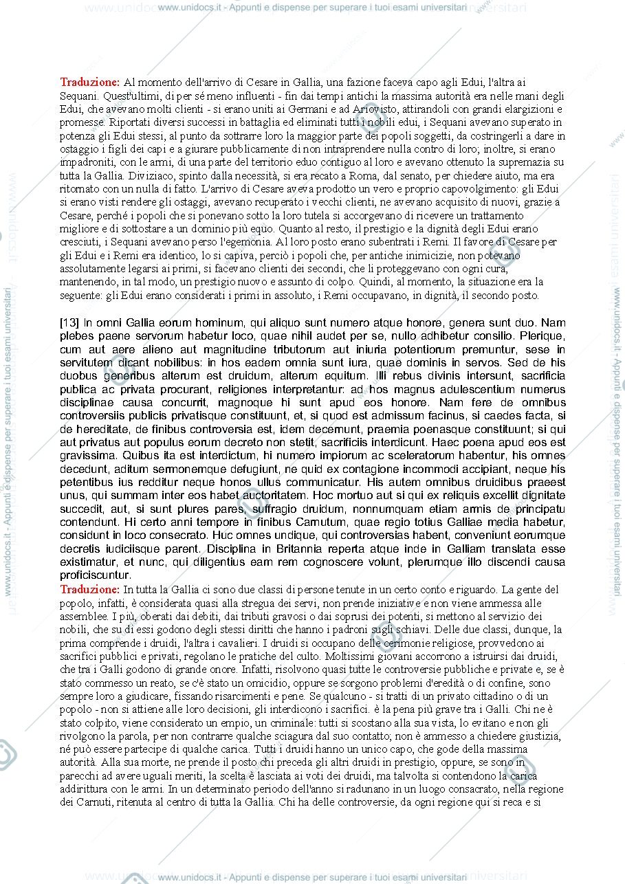 Anteprima pagina 2 — De bello Gallico, libro VI capitoli 11-20