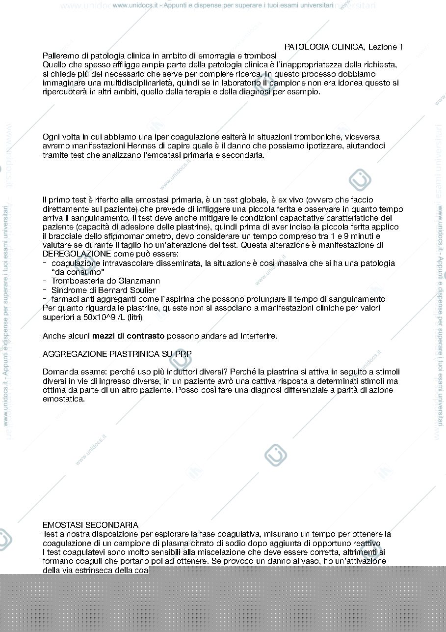 Anteprima pagina 1 — Patologia clinica 