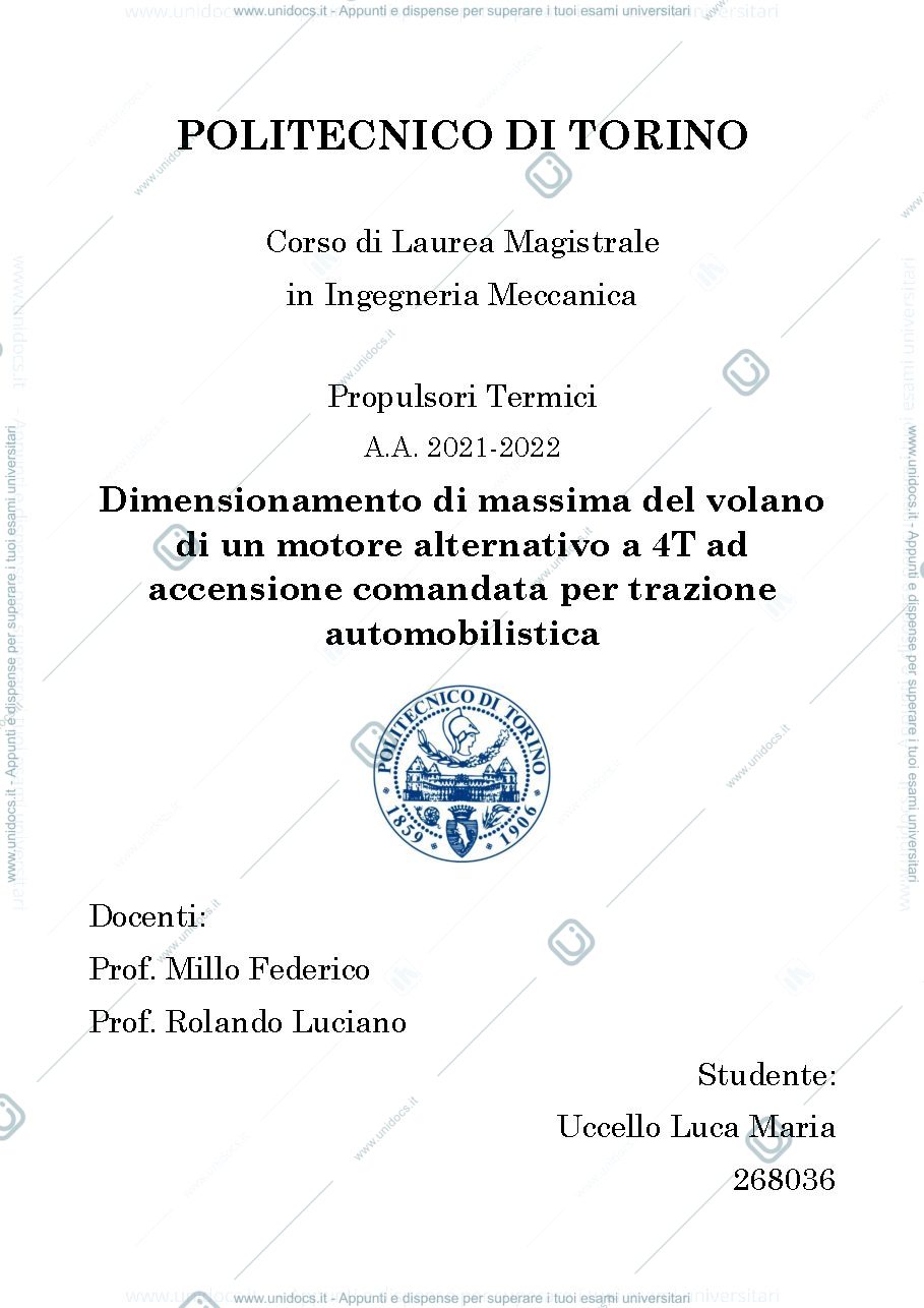 Anteprima pagina 1 — Relazione Volano
