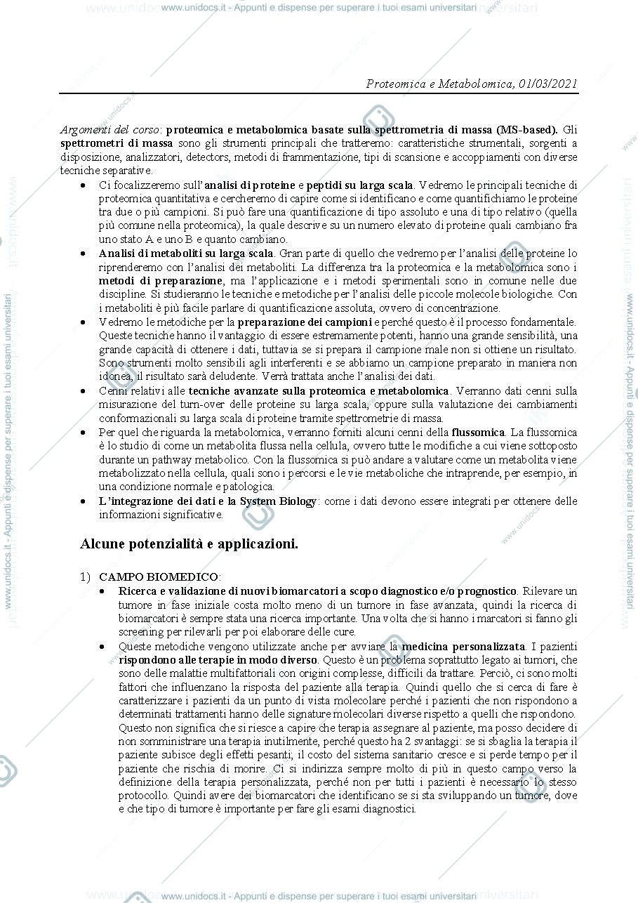 Anteprima pagina 1 — Proteomica 