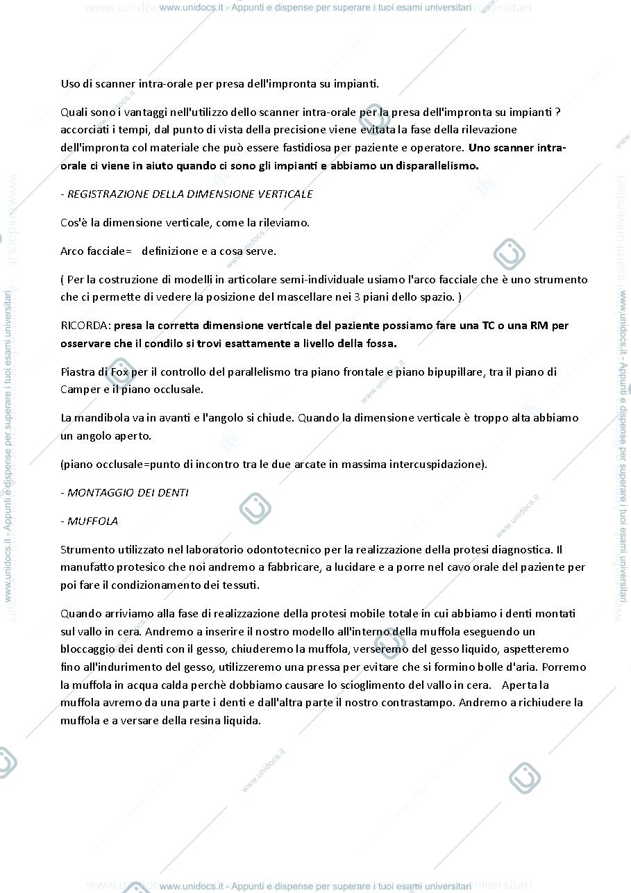 Anteprima pagina 2 — Domande d'esame fondamentali per l'esame di protesi