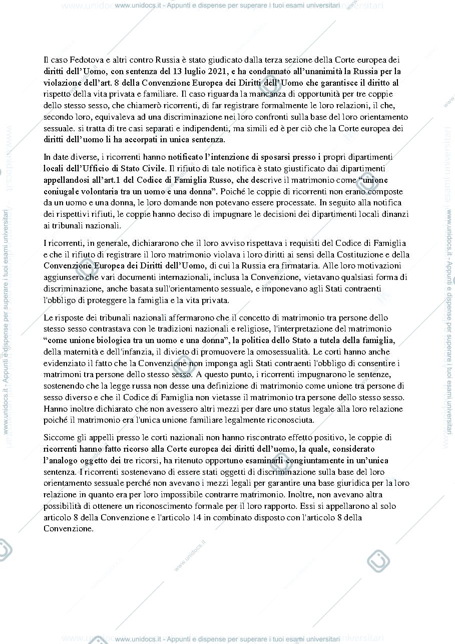 Anteprima pagina 1 — Caso Fedotova e altri c. Russia
