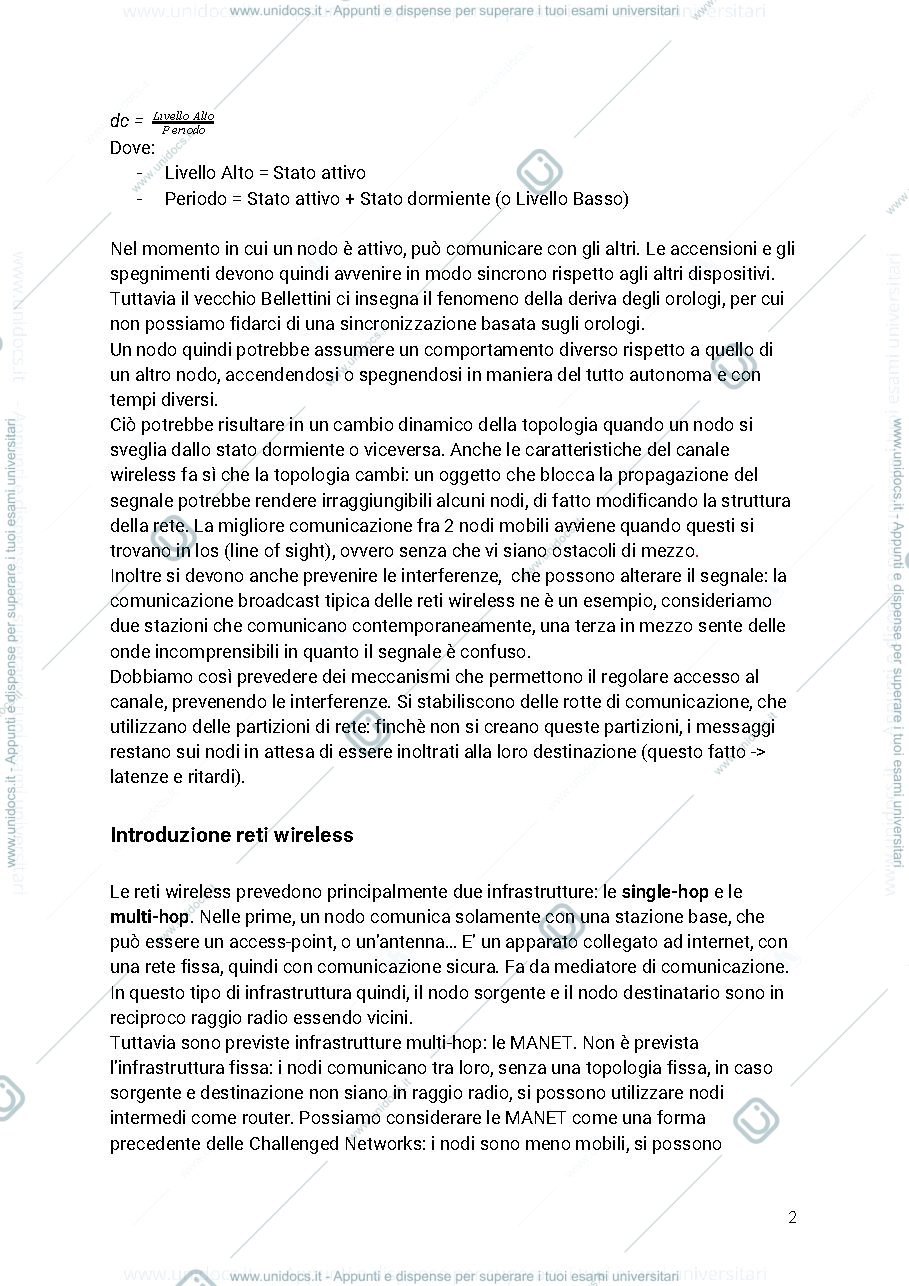 Anteprima pagina 2 — Appunti protocolli per reti ad hoc e sensori