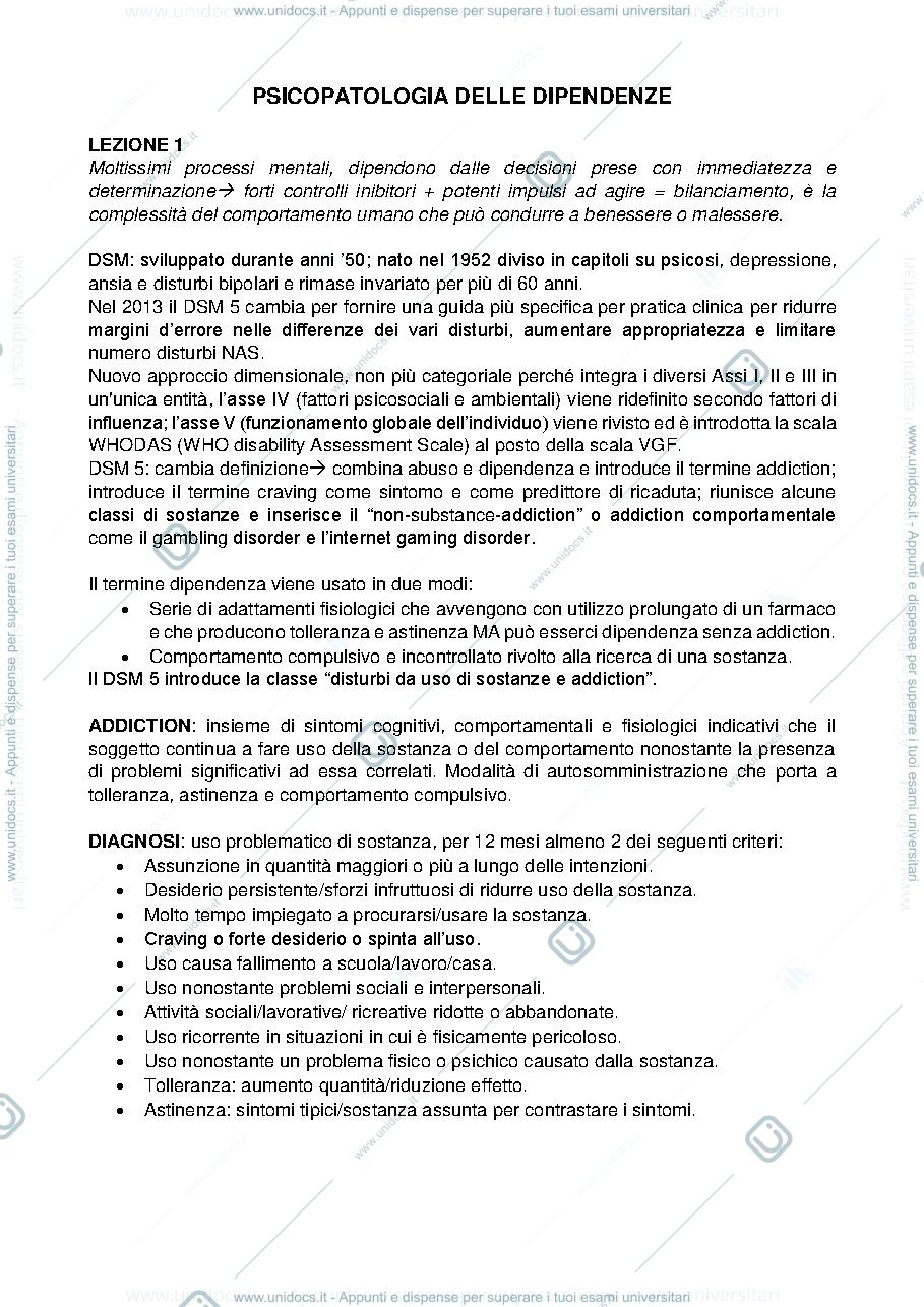 Anteprima pagina 1 — psicopatologia delle dipendenze