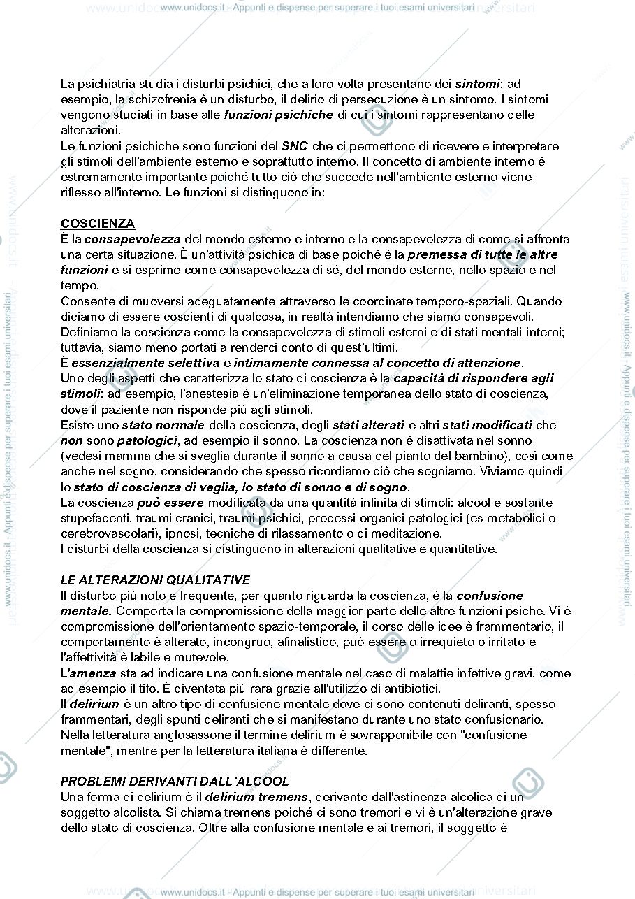 Anteprima pagina 1 — Appunti di psichiatria
