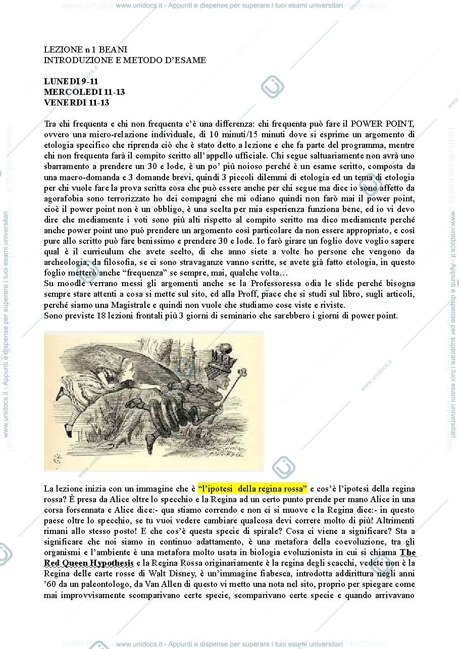 Anteprima pagina 1 — Sbobinature per esame Evoluzione del Comportamento