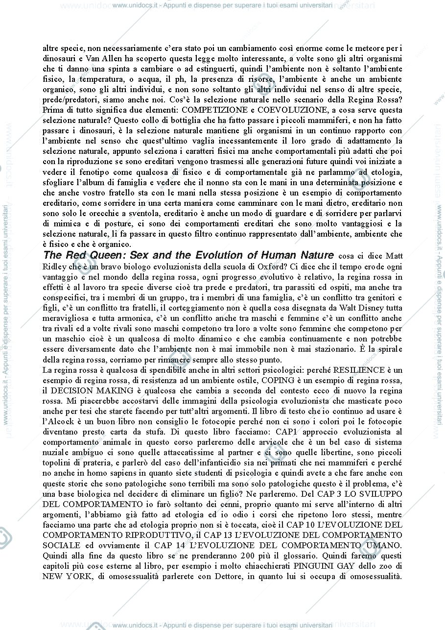 Anteprima pagina 2 — Sbobinature per esame Evoluzione del Comportamento