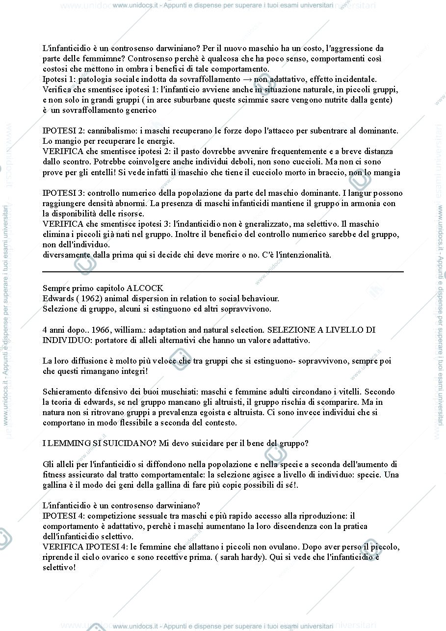 Anteprima pagina 2 — Appunti per esame Evoluzione del Comportamento