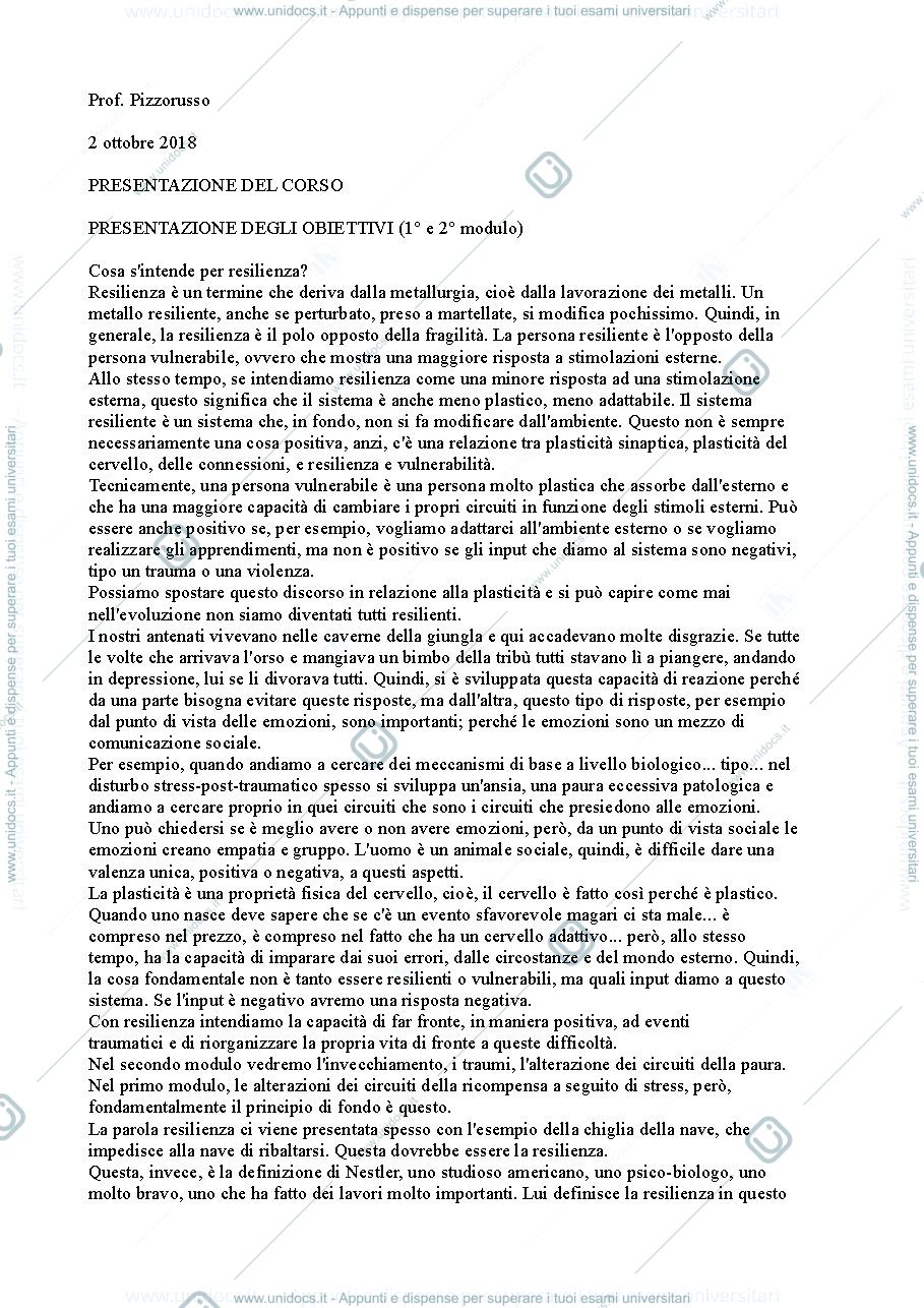 Anteprima pagina 1 — Sbobinature 1°Modulo (Pizzorusso)