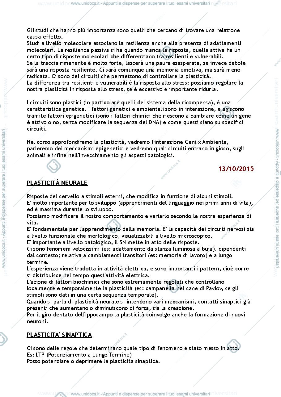 Anteprima pagina 3 — Appunti lezioni Psicobiologia della Resilienza e della Vulnerabilità 