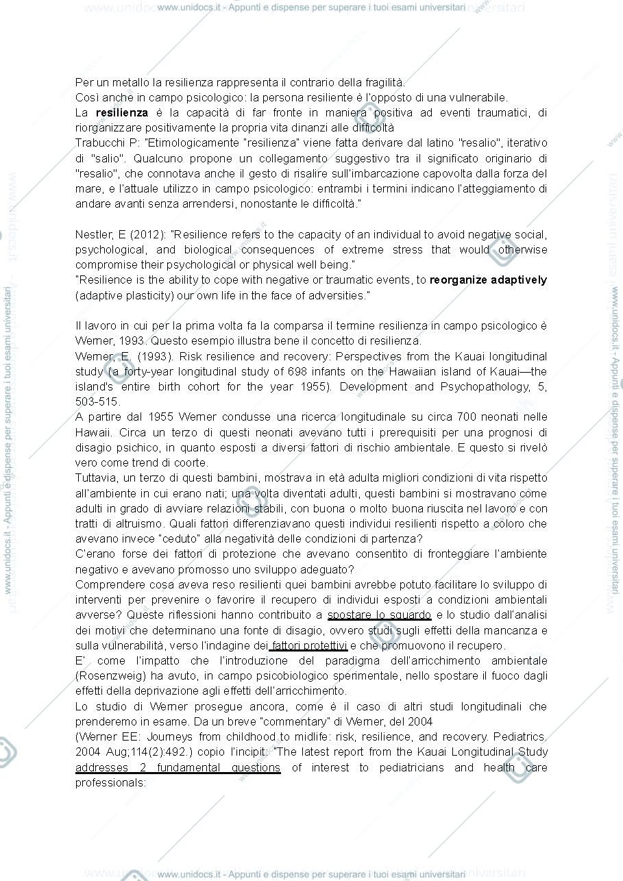 Anteprima pagina 2 — Psicobiologia della resilienza e della vulnerabilità - slide