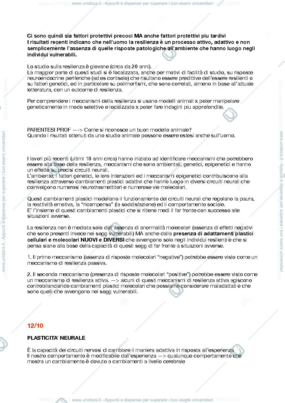 Anteprima pagina 3 — 1 modulo Psicobiologia della resilienza e della vulnerabilità 