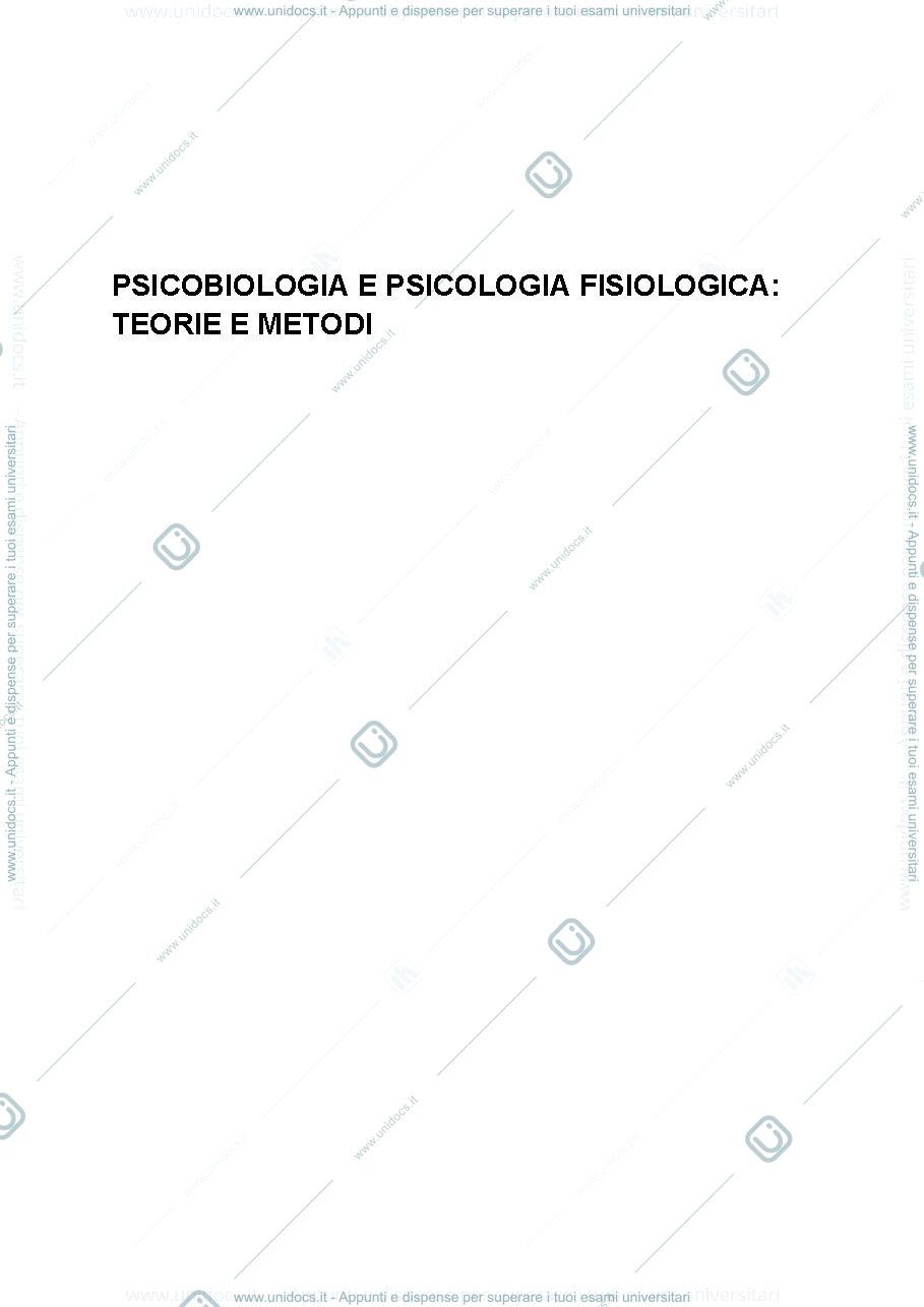 Anteprima pagina 1 — PSICOBIOLOGIA E PSICOLOGIA FISIOLOGICA_TEORIE E METODI