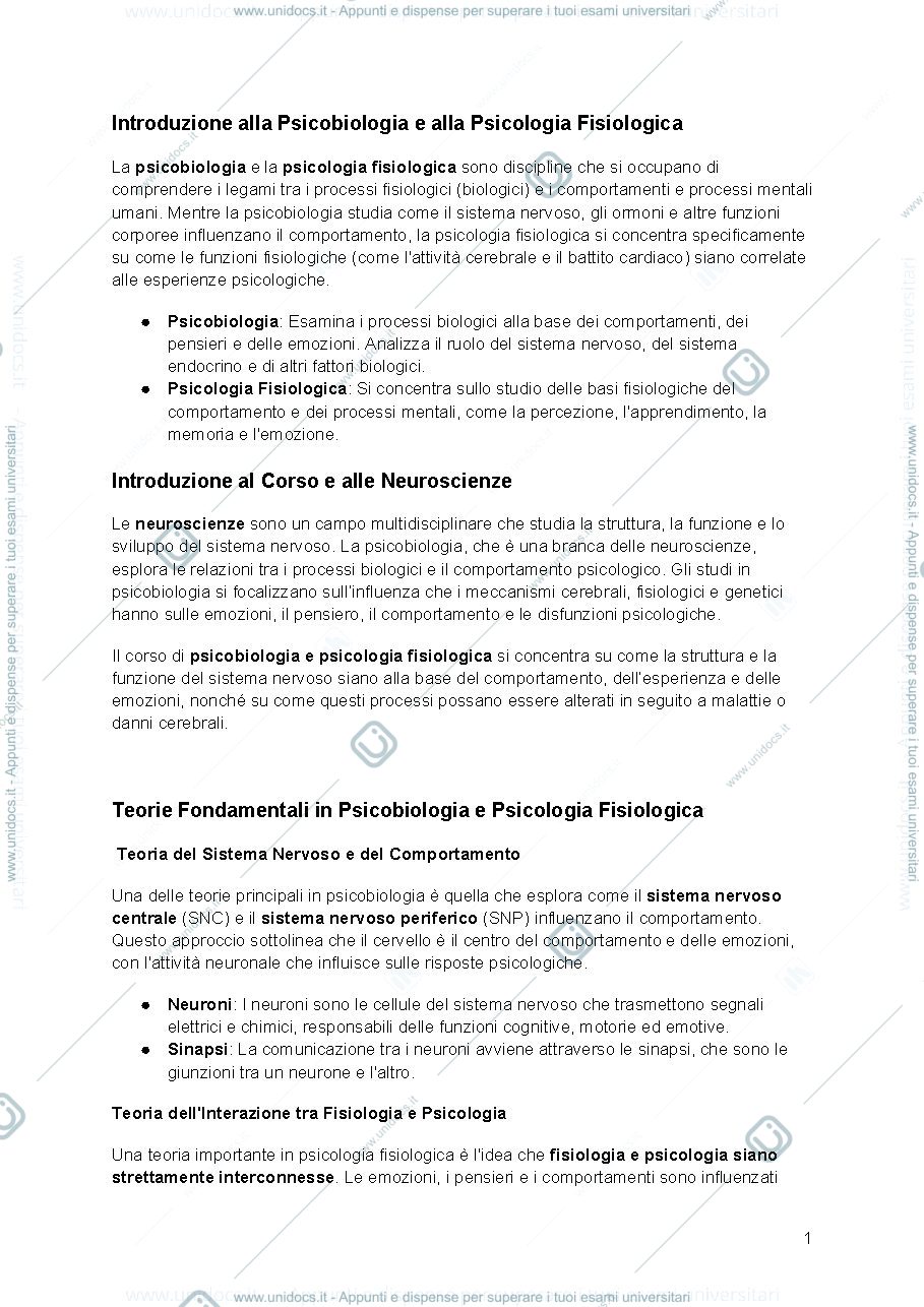 Anteprima pagina 2 — PSICOBIOLOGIA E PSICOLOGIA FISIOLOGICA_TEORIE E METODI