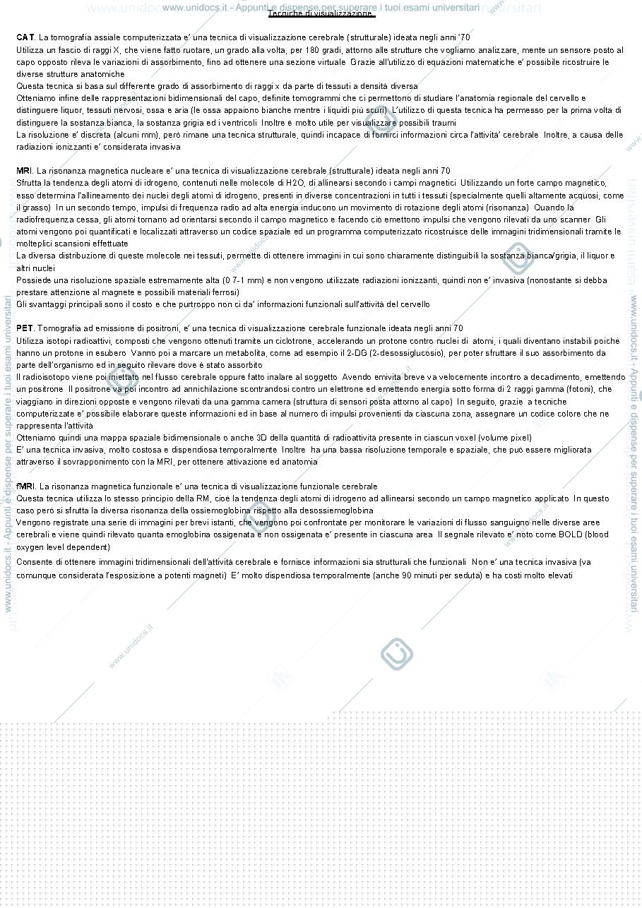 Anteprima pagina 1 — Principali tecniche di visualizzazione cerebrale