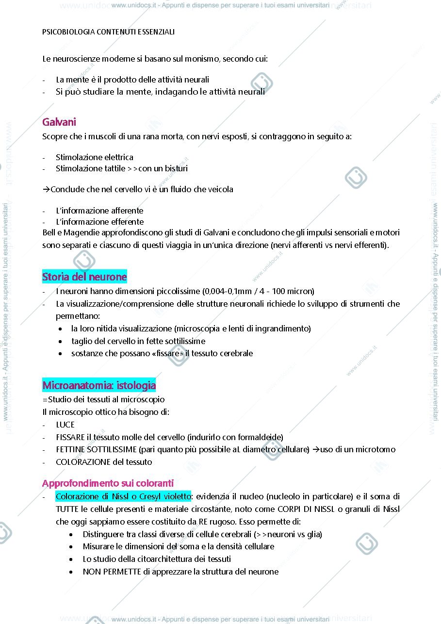 Anteprima pagina 2 — riassunti psicobiologia