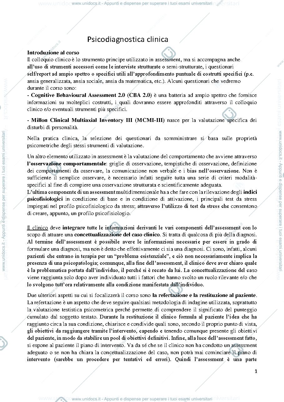 Anteprima pagina 1 — Psicodiagnostica clinica