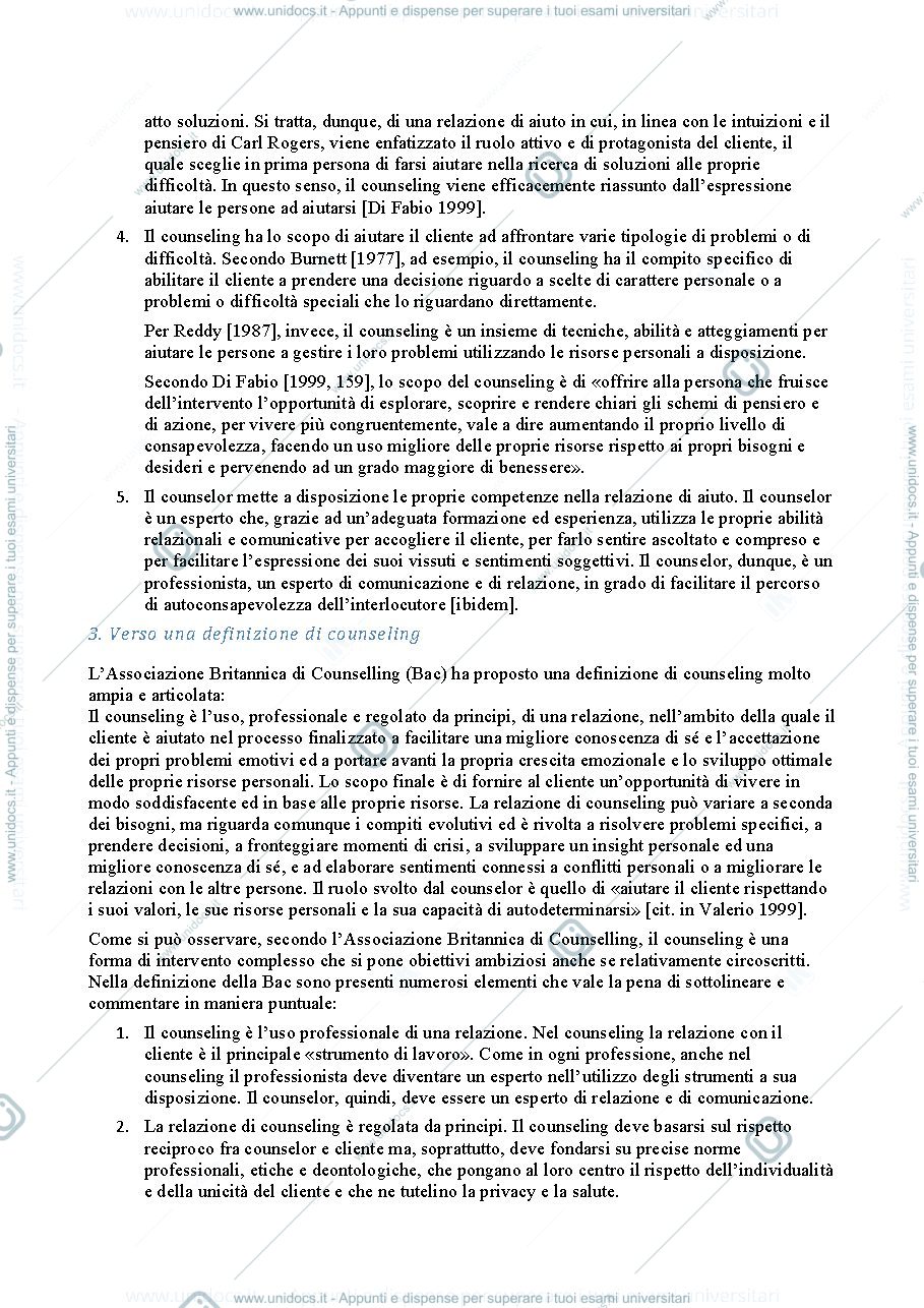 Anteprima pagina 4 — Riassunto "Il Colloquio di Counseling" (Calvo)