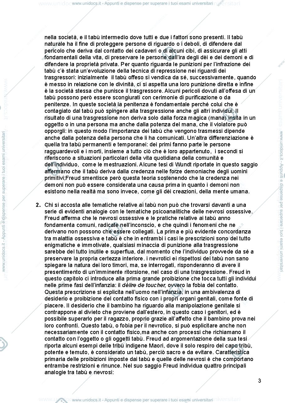 Anteprima pagina 3 — Riassunto "Totem e Tabù" (Freud)