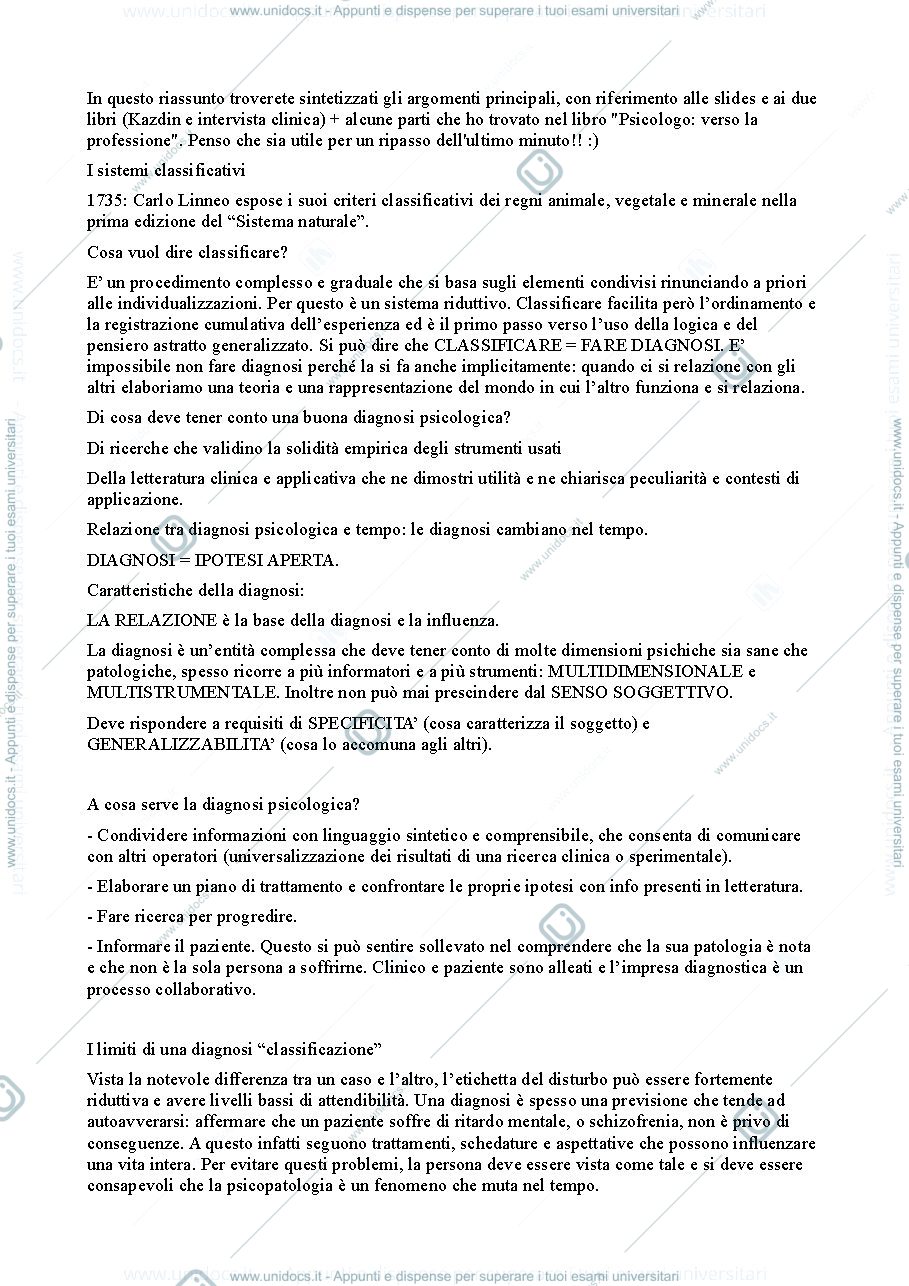 Anteprima pagina 1 — Riassunto integrato Kazdin, intervista clinica e slides per esame Colloquio Clinico/Psicologico