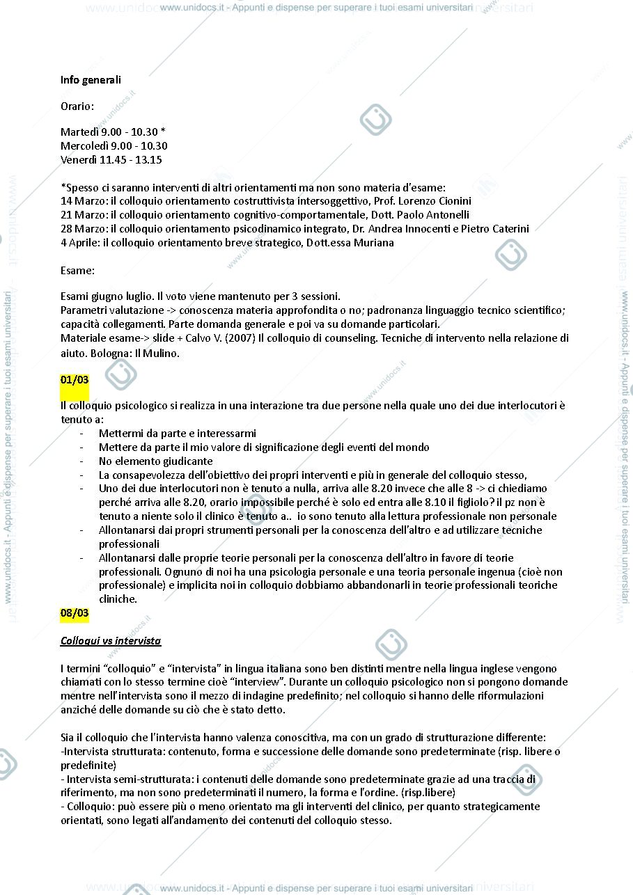 Anteprima pagina 1 — Colloquio psicologico 