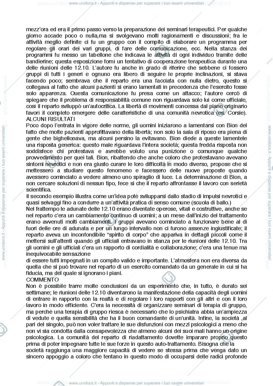 Anteprima pagina 2 — Riassunto "Esperienze nei Gruppi" (Bion)
