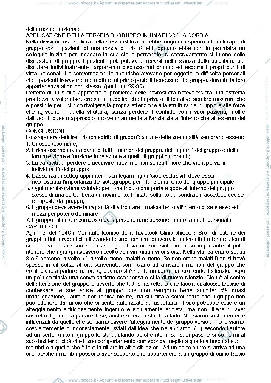 Anteprima pagina 3 — Riassunto "Esperienze nei Gruppi" (Bion)