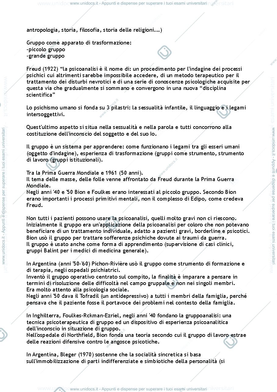 Anteprima pagina 2 — Appunti lezioni Psicodinamica dei Gruppi 