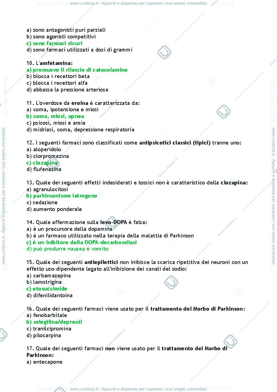 Anteprima pagina 2 — Domande esame Psicofarmacologia