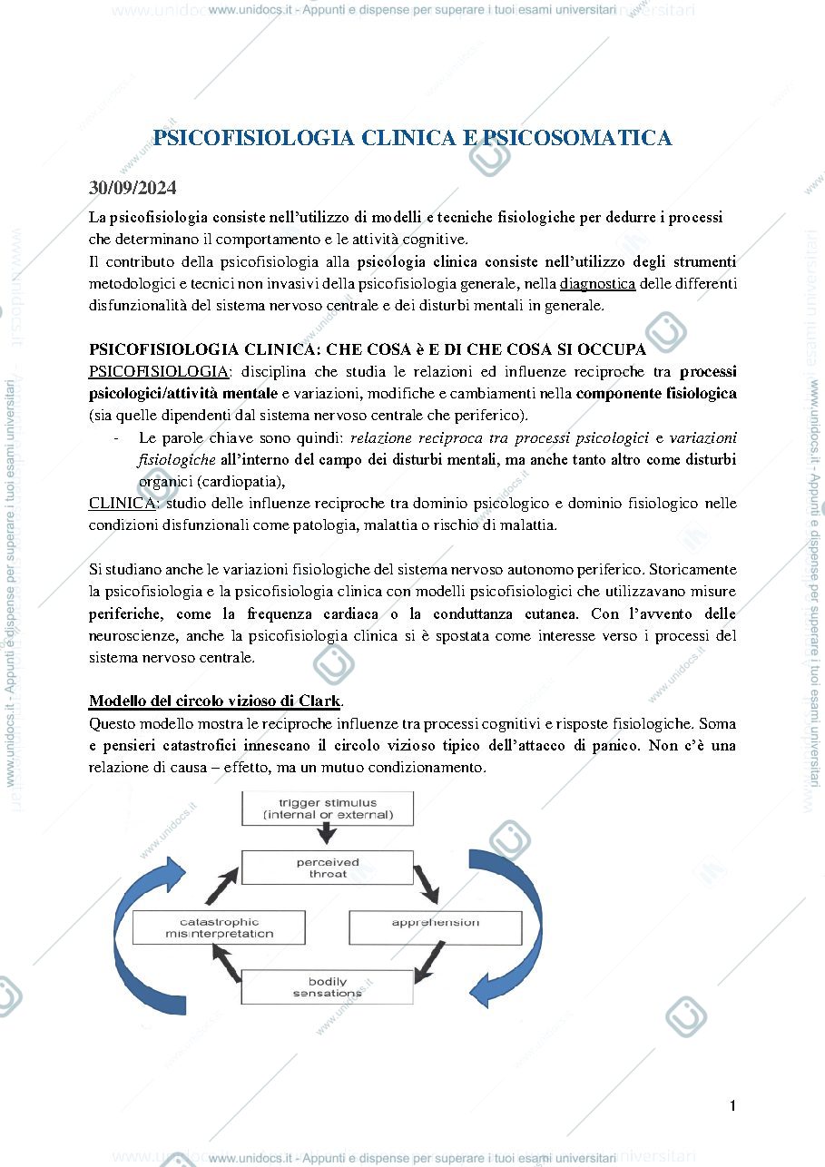 Anteprima pagina 1 — Psicofisiologia clinica e psicosomatica