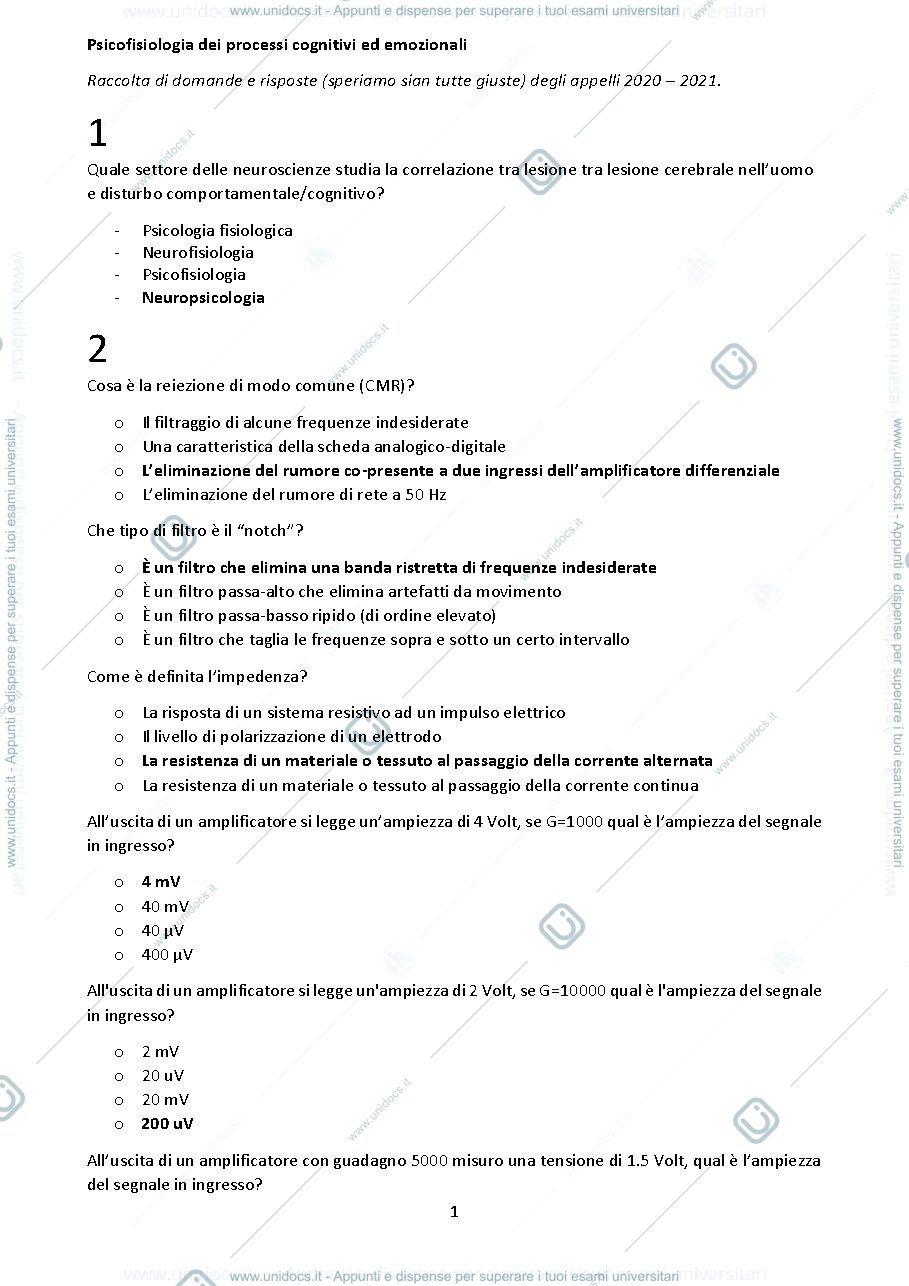 Anteprima pagina 1 — domande d'esame