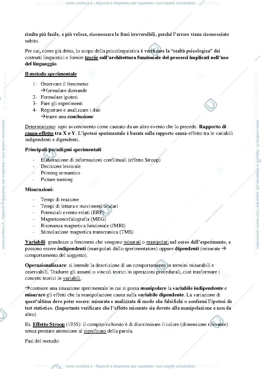 Anteprima pagina 2 — Esame psicolinguistica