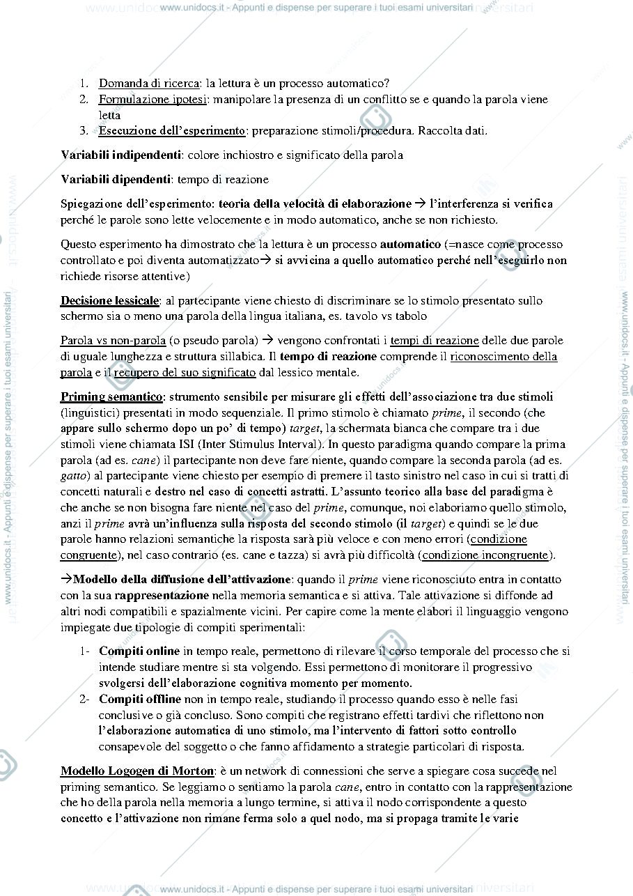 Anteprima pagina 3 — Esame psicolinguistica
