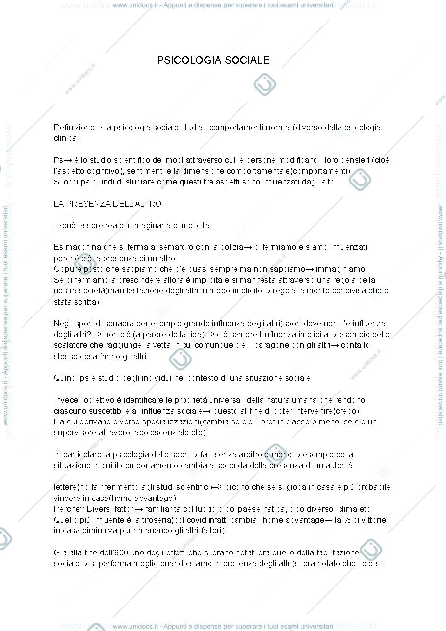 Anteprima pagina 1 — psicologia sociale