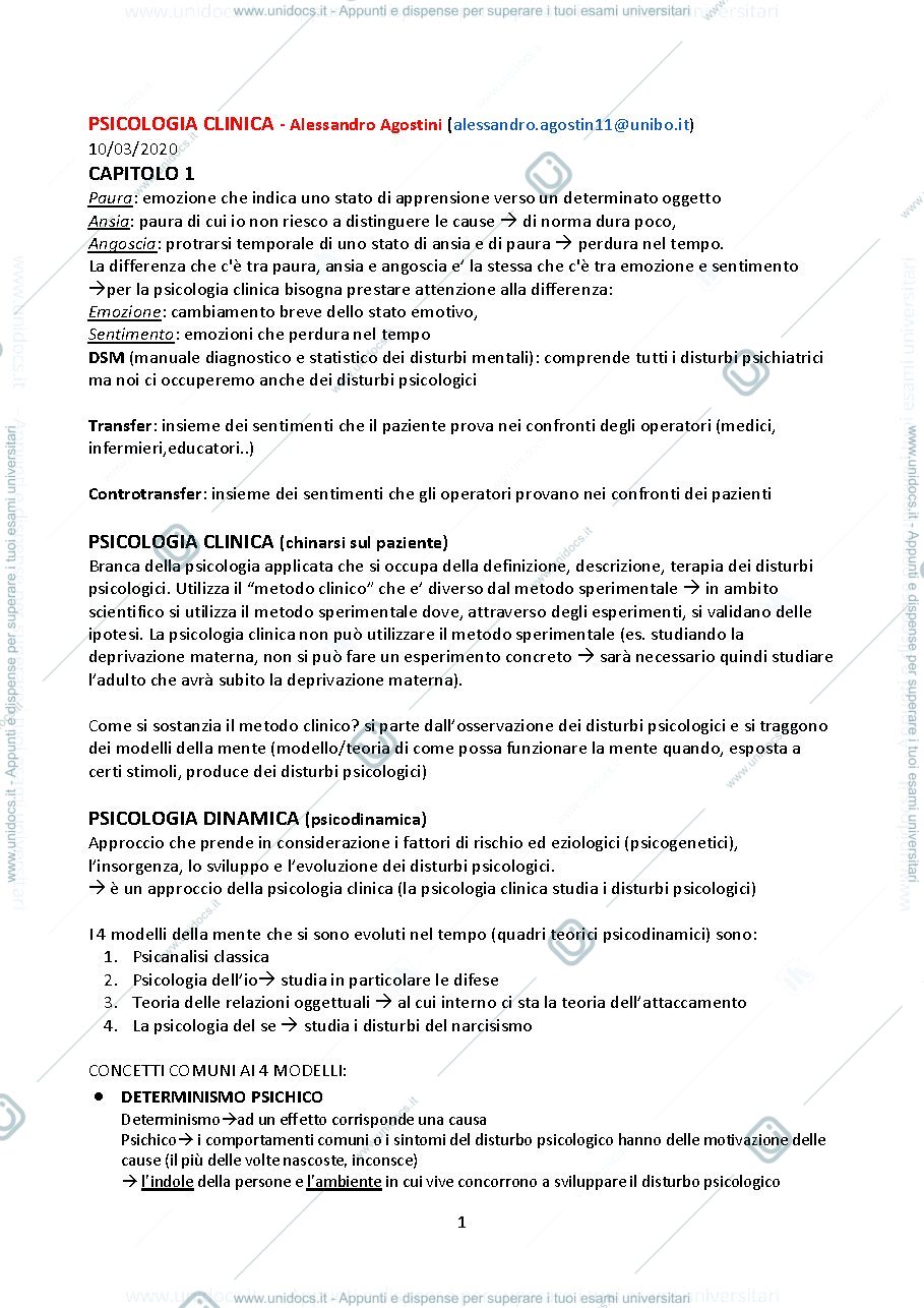 Anteprima pagina 1 — PSICOLOGIA CLINICA