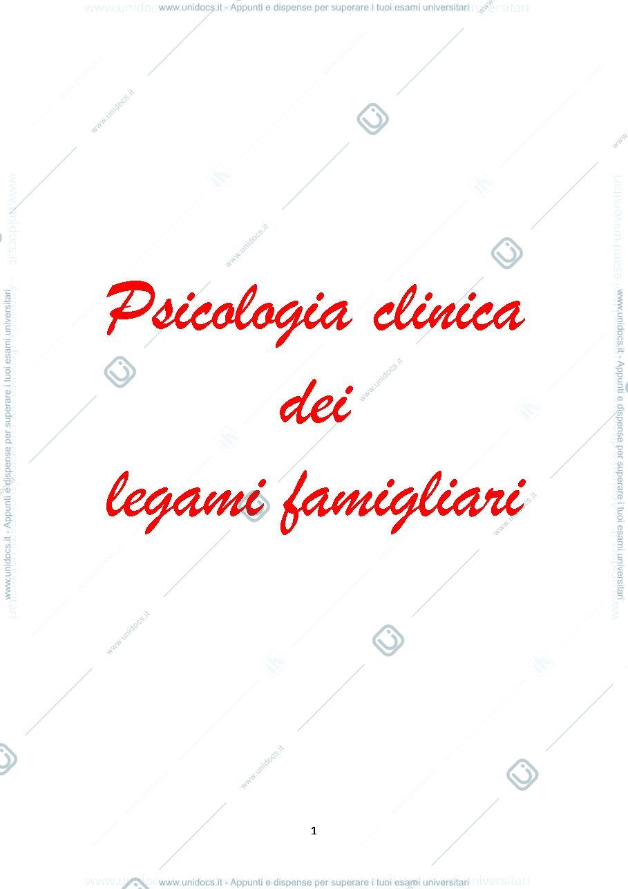 Anteprima pagina 1 — PSICOLOGIA CLINICA DEI LEGAMI FAMILIARI