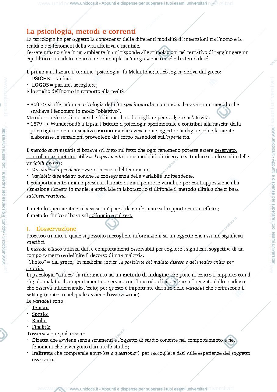Anteprima pagina 1 — Correnti di pensiero e processi cognitivi 