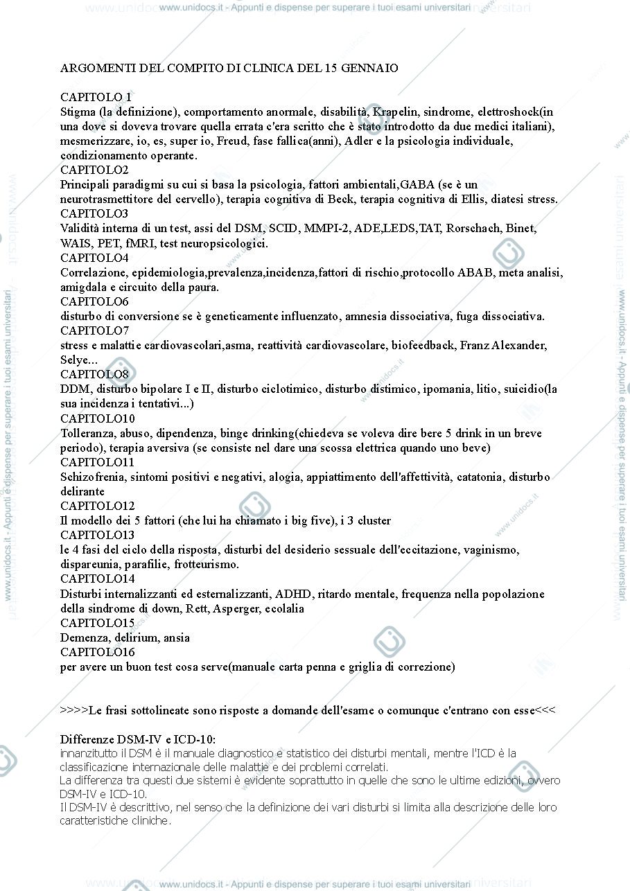 Anteprima pagina 1 — Domande Psicologia Clinica (Sica/Giannini/Casale)