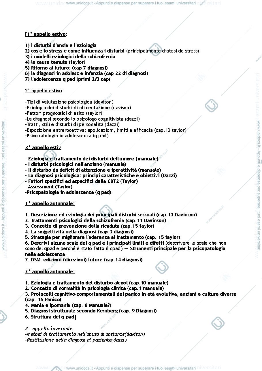 Anteprima pagina 1 — Domande Psicologia Clinica (Sica/Giannini/Casale)