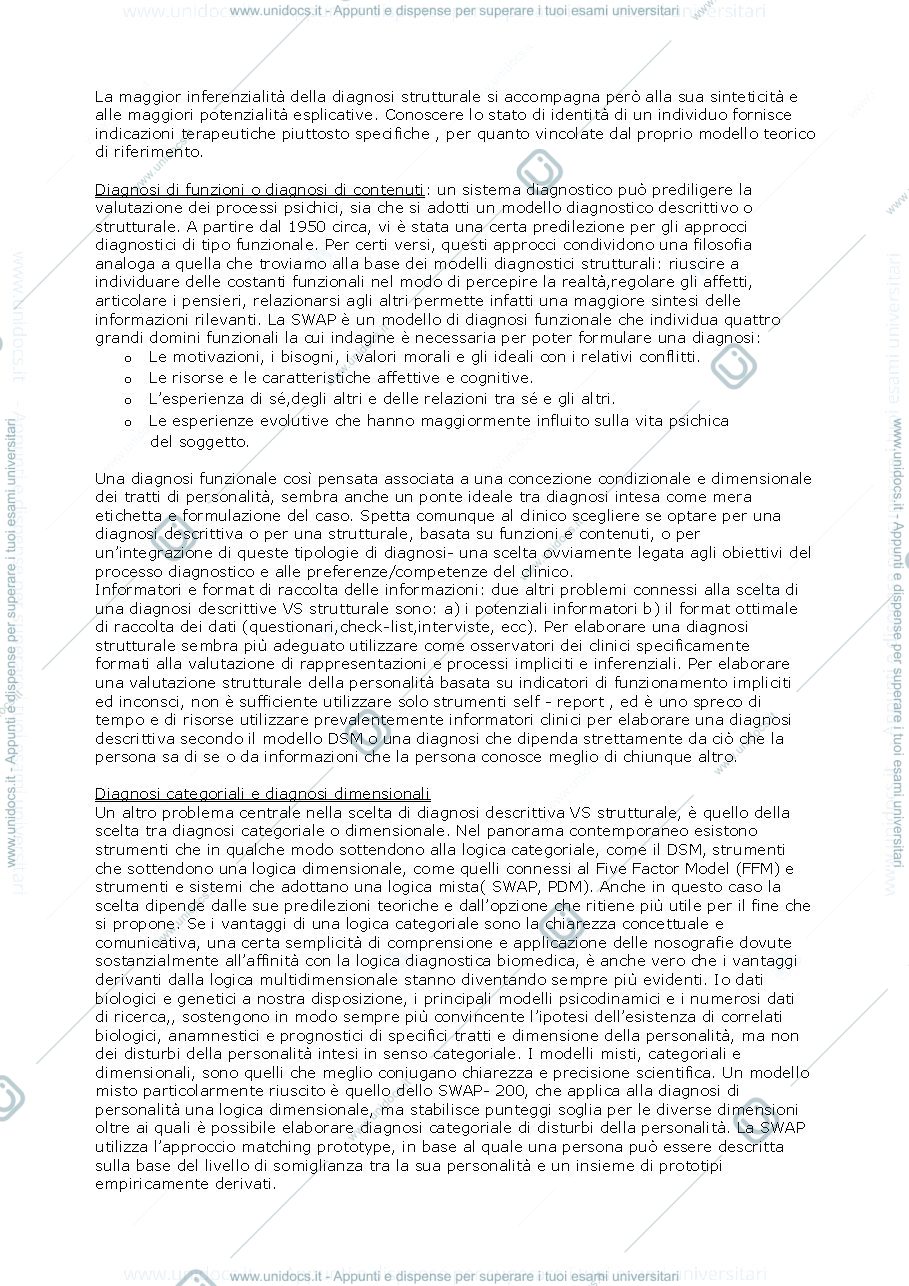 Anteprima pagina 2 — Riassunto "La Diagnosi in Psicologia Clinica – Personalità e Psicopatologia" (Sica/Giannini/Casale)