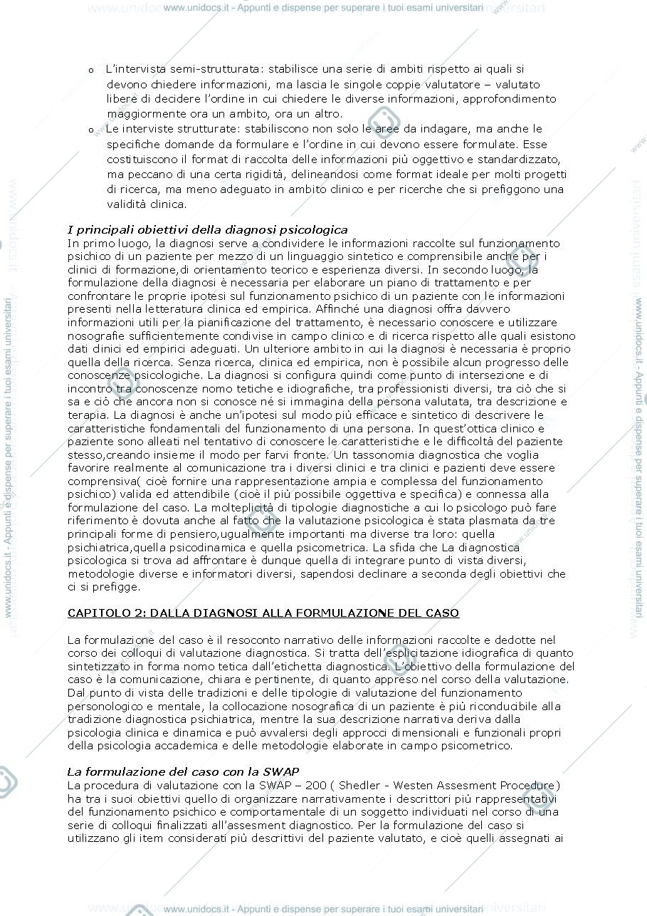 Anteprima pagina 4 — Riassunto "La Diagnosi in Psicologia Clinica – Personalità e Psicopatologia" (Sica/Giannini/Casale)