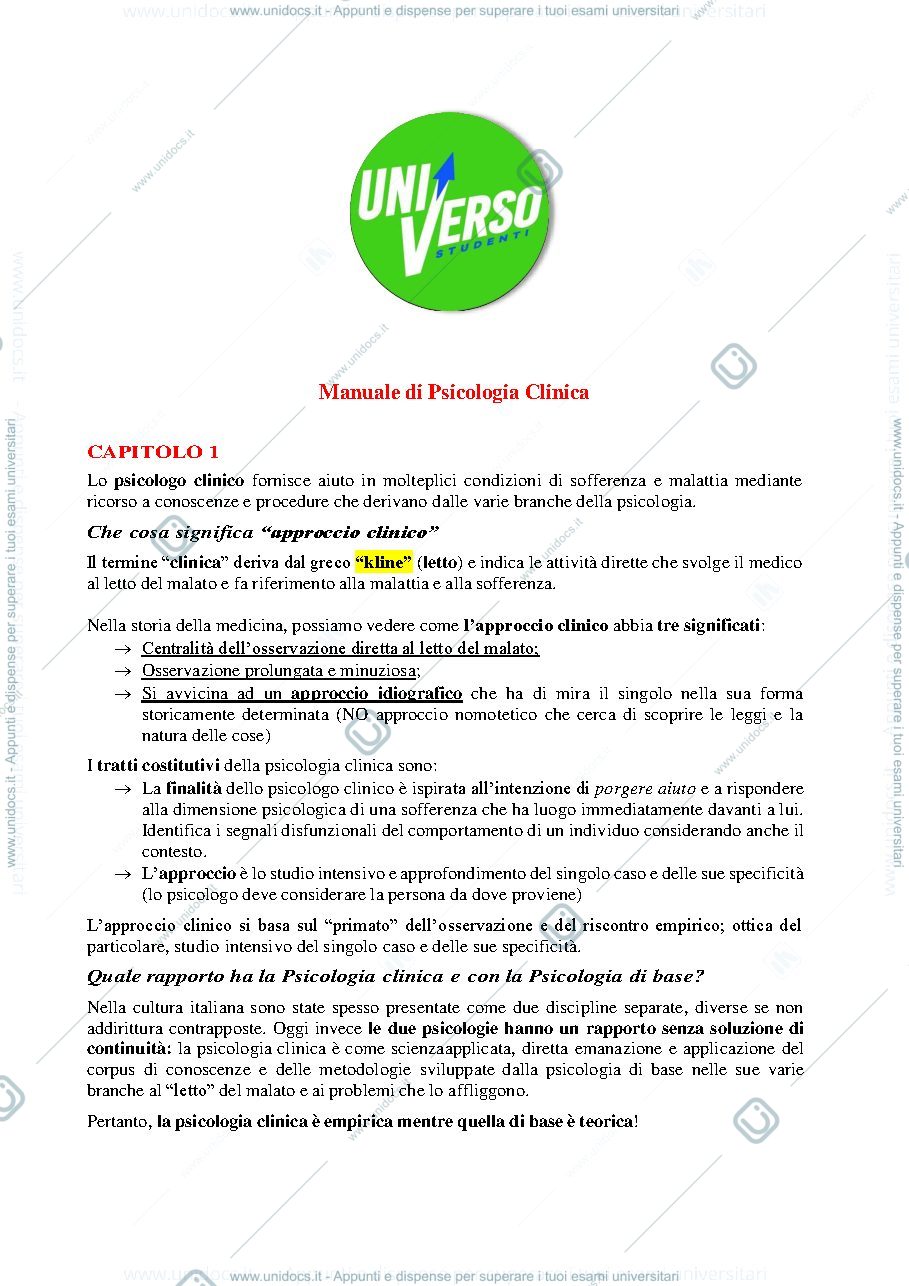 Anteprima pagina 1 — Psicologia clinica