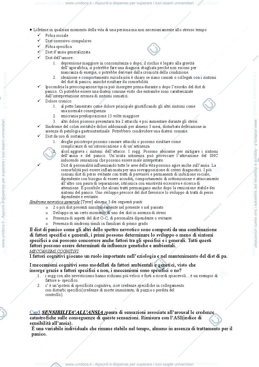 Anteprima pagina 3 — Riassunto "I Disturbi di Panico" (Taylor)