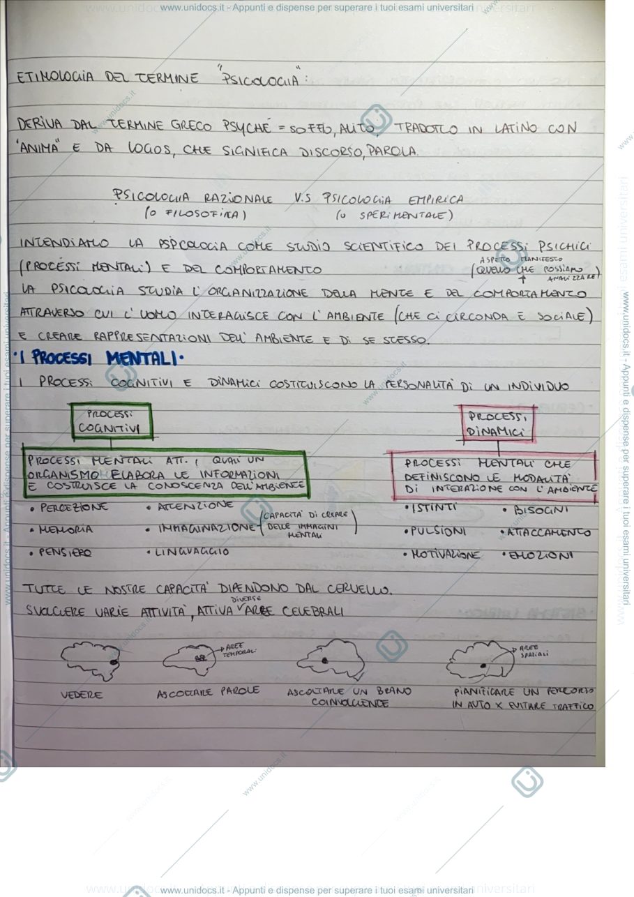 Anteprima pagina 1 — Appunti Psicologia